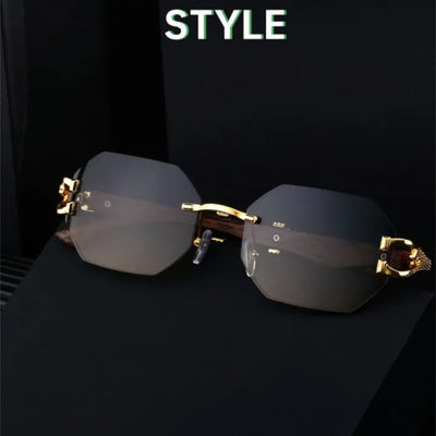 Cartier luxury Vintage Wood--Metal Framed Leopard Unisex Sunglasses