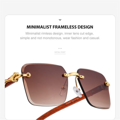 CARTIER SUNGLASSES – RIMLESS – WOODEN GOLDEN LEOPARD-- FOR MEN AND WOMEN