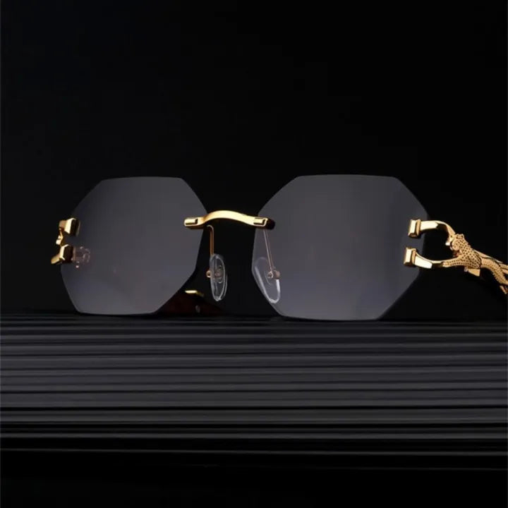 Cartier luxury Vintage Wood--Metal Framed Leopard Unisex Sunglasses