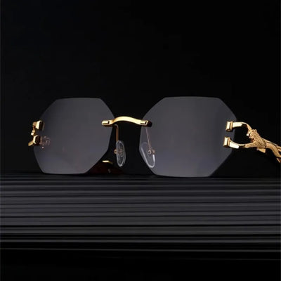 Cartier luxury Vintage Wood--Metal Framed Leopard Unisex Sunglasses