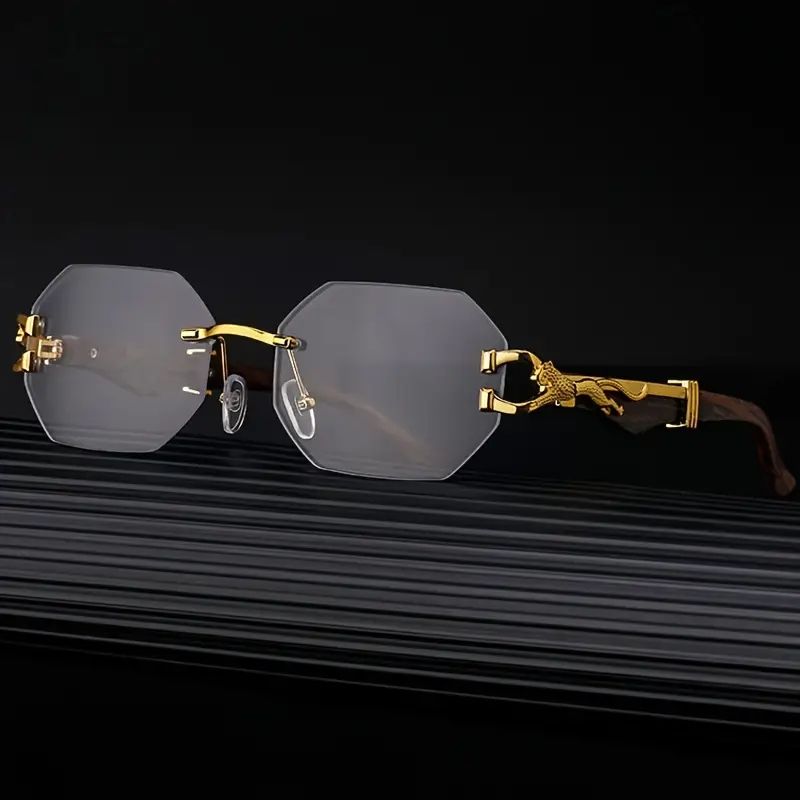 Cartier luxury Vintage Wood--Metal Framed Leopard Unisex Sunglasses
