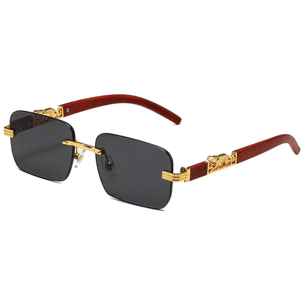 Cartier luxury Vintage Wood--Metal Framed Leopard Unisex Sunglasses