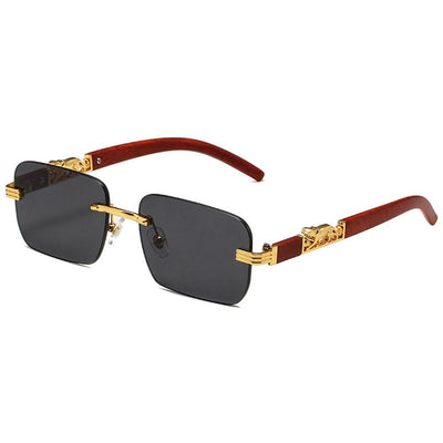 Cartier luxury Vintage Wood--Metal Framed Leopard Unisex Sunglasses