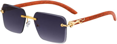 CARTIER SUNGLASSES – RIMLESS – WOODEN GOLDEN LEOPARD-- FOR MEN AND WOMEN