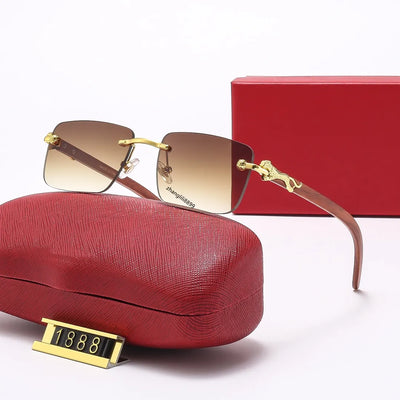 CARTIER SUNGLASSES – RIMLESS – WOODEN GOLDEN LEOPARD-- FOR MEN AND WOMEN