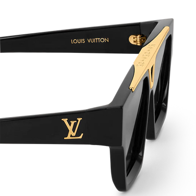 "Luxury LV Gold Accent Square Sunglasses – Bold Black Frame | Unisex For Male And Female  Eyewear"